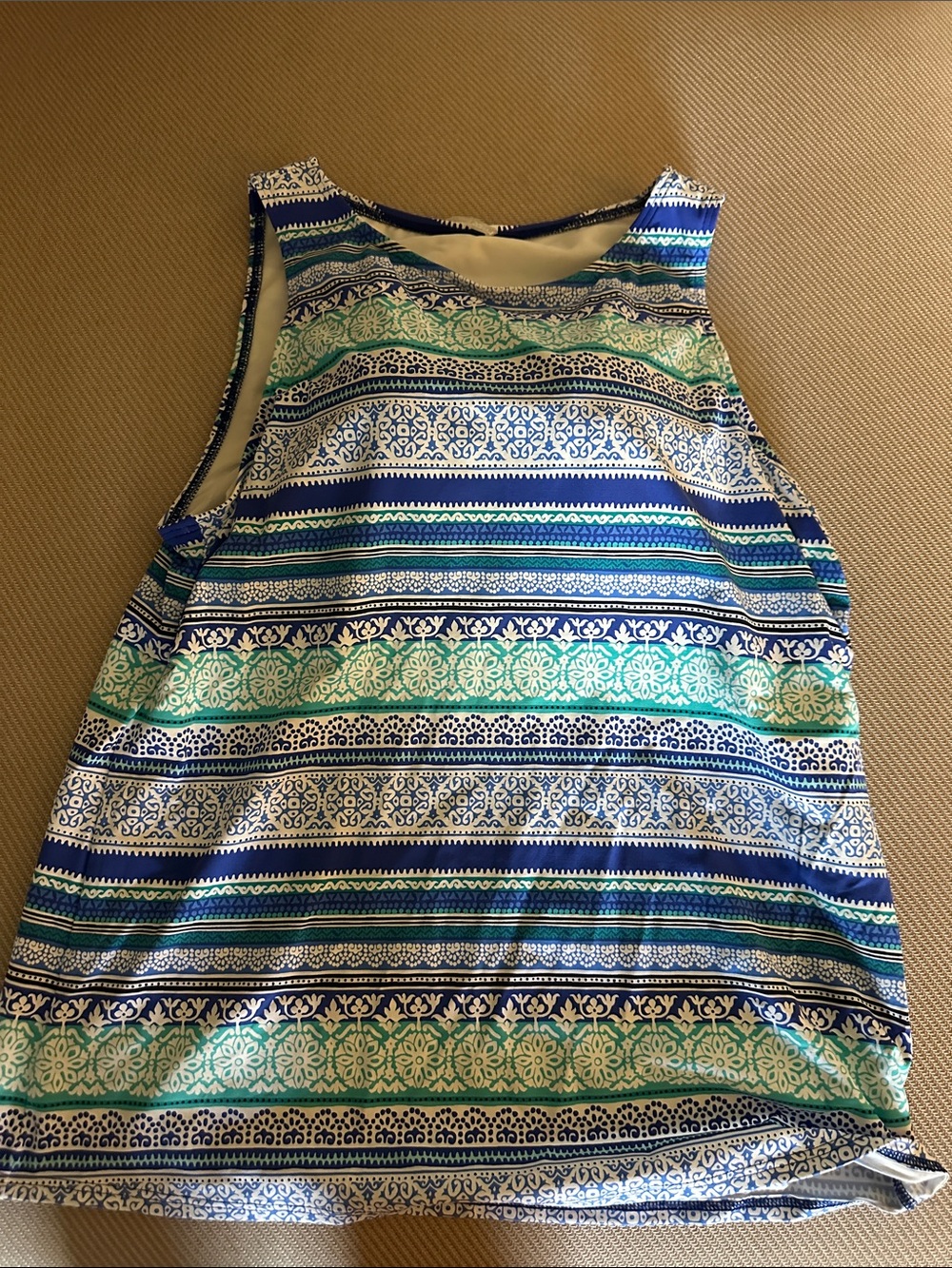 Striped Pattern Swim Top - Blue & Green